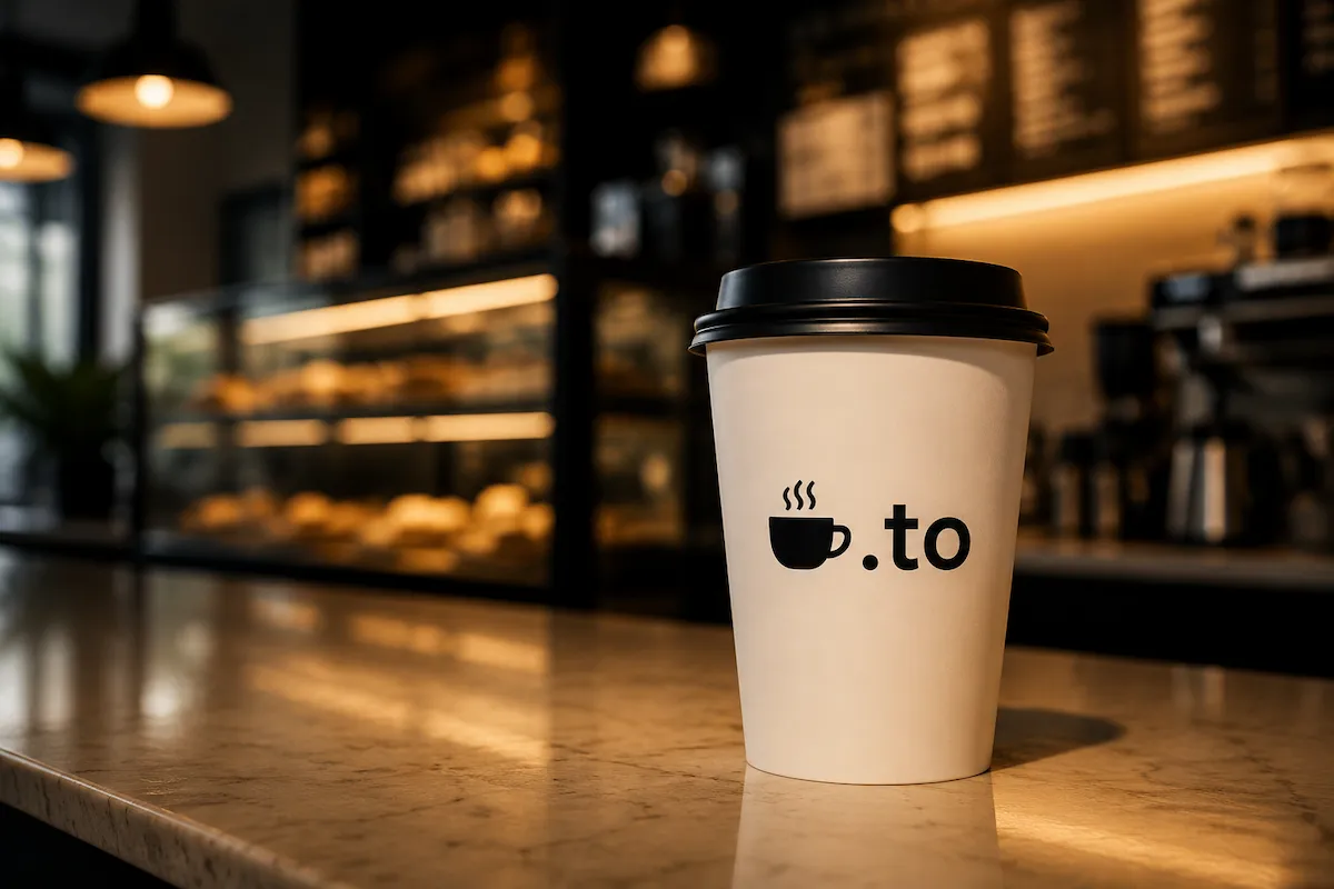 ☕.to printed on a takeaway coffee cup